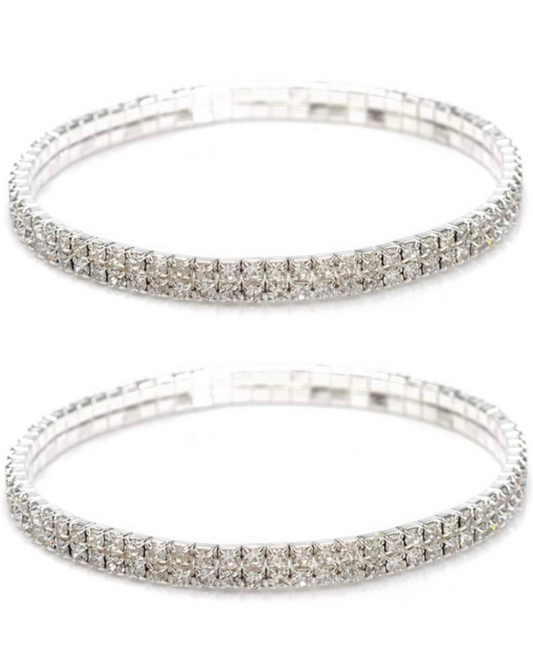 Rhinestone Anklet in Silver (2pc)